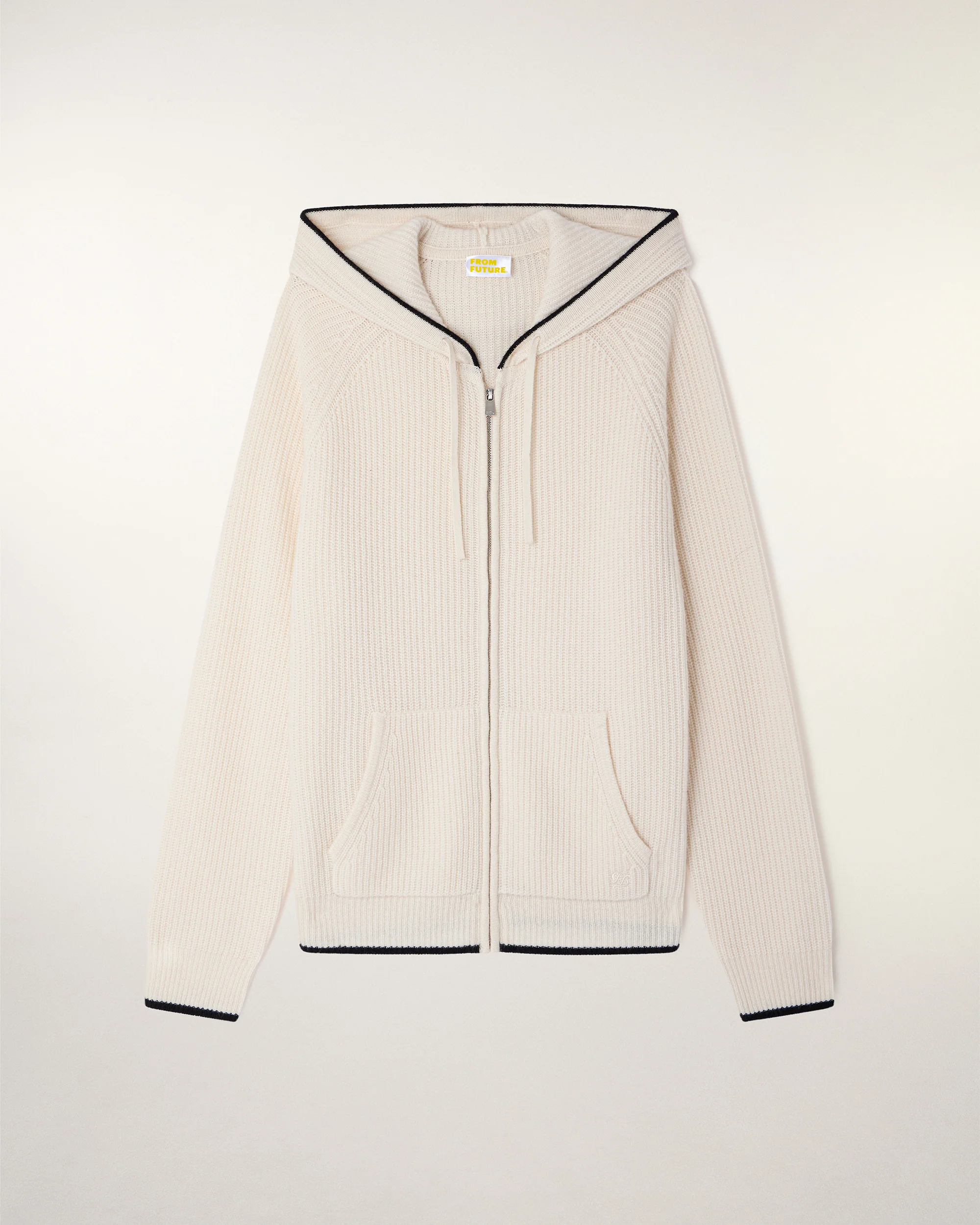 Contrasting Ribbed Hoodie "FF" Embroidery (S26/ HOMME/ Sable) - Image 6
