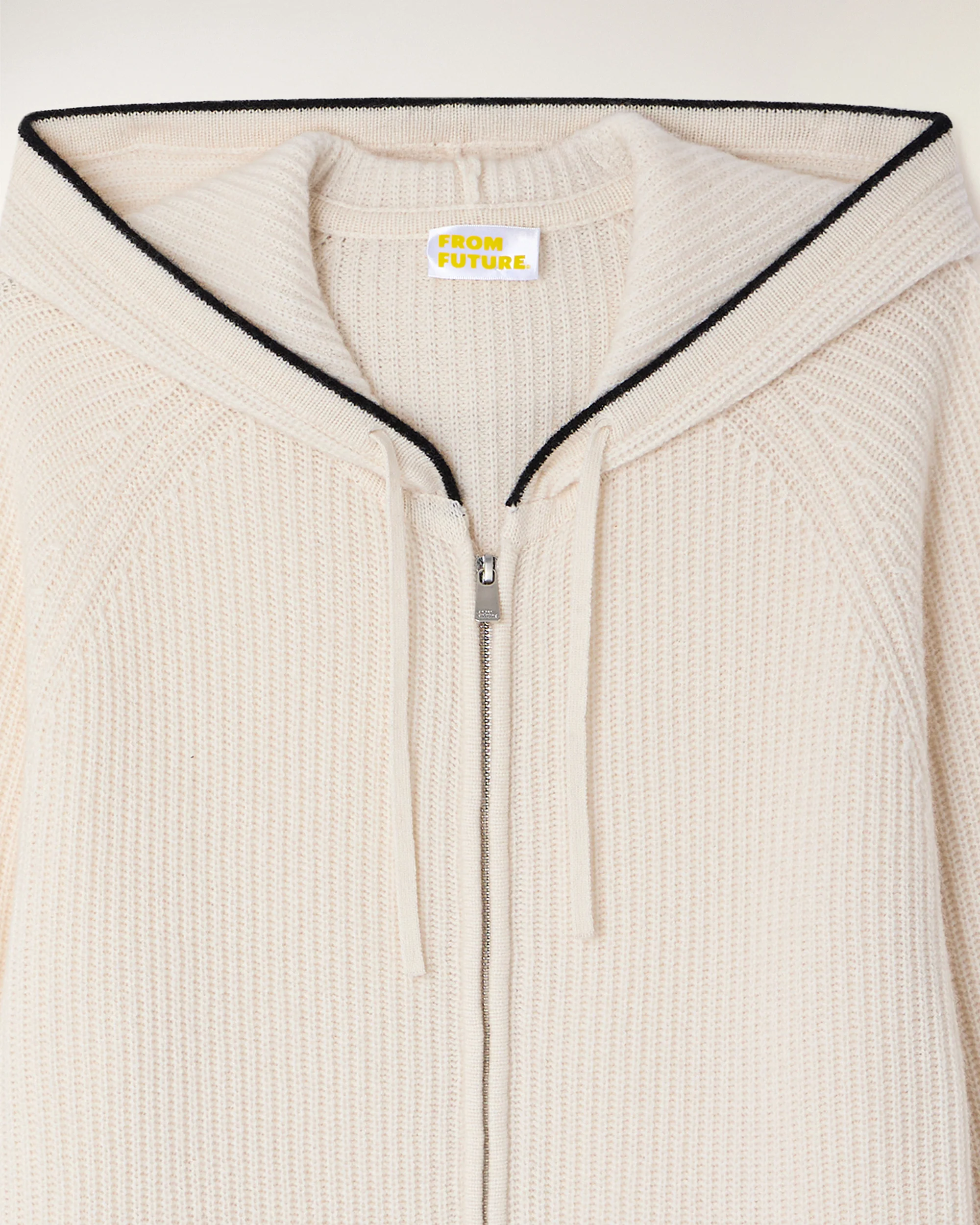 Contrasting Ribbed Hoodie "FF" Embroidery (S26/ HOMME/ Sable) - Image 7