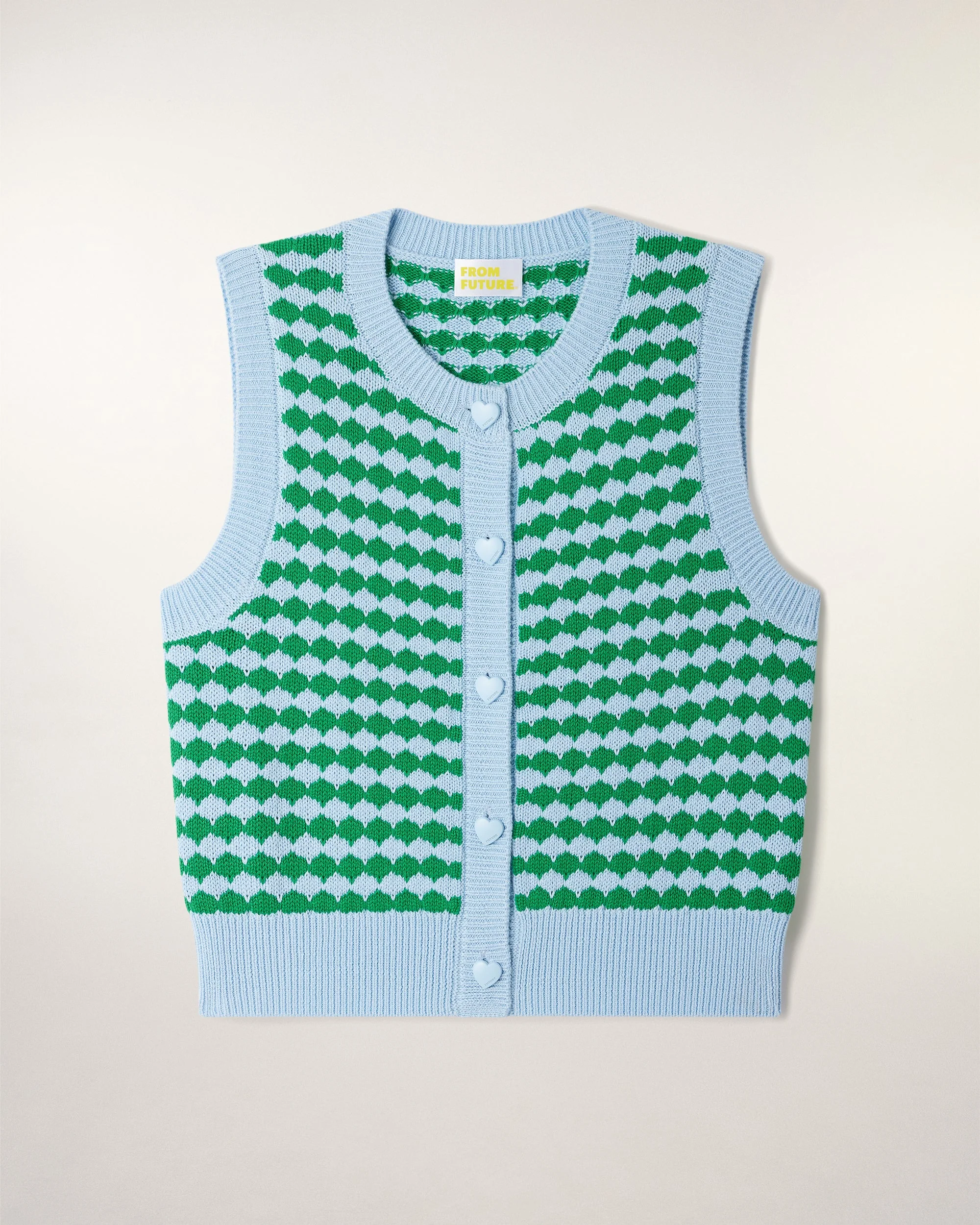 Two-Tone Sleeveless Cardigan Sweater (S26 / FEMME / Baby Blue) - Image 5