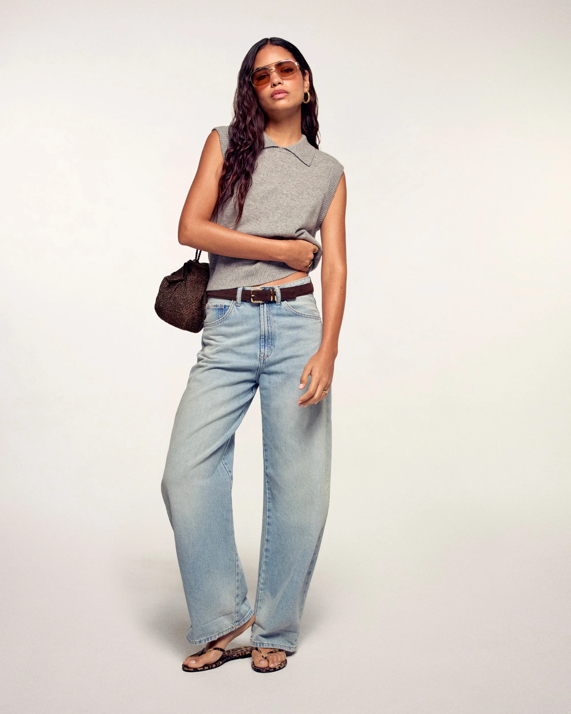 Sleeveless Polo Sweater (S26 / FEMME / Gris Chiné Foncé) - Image 3