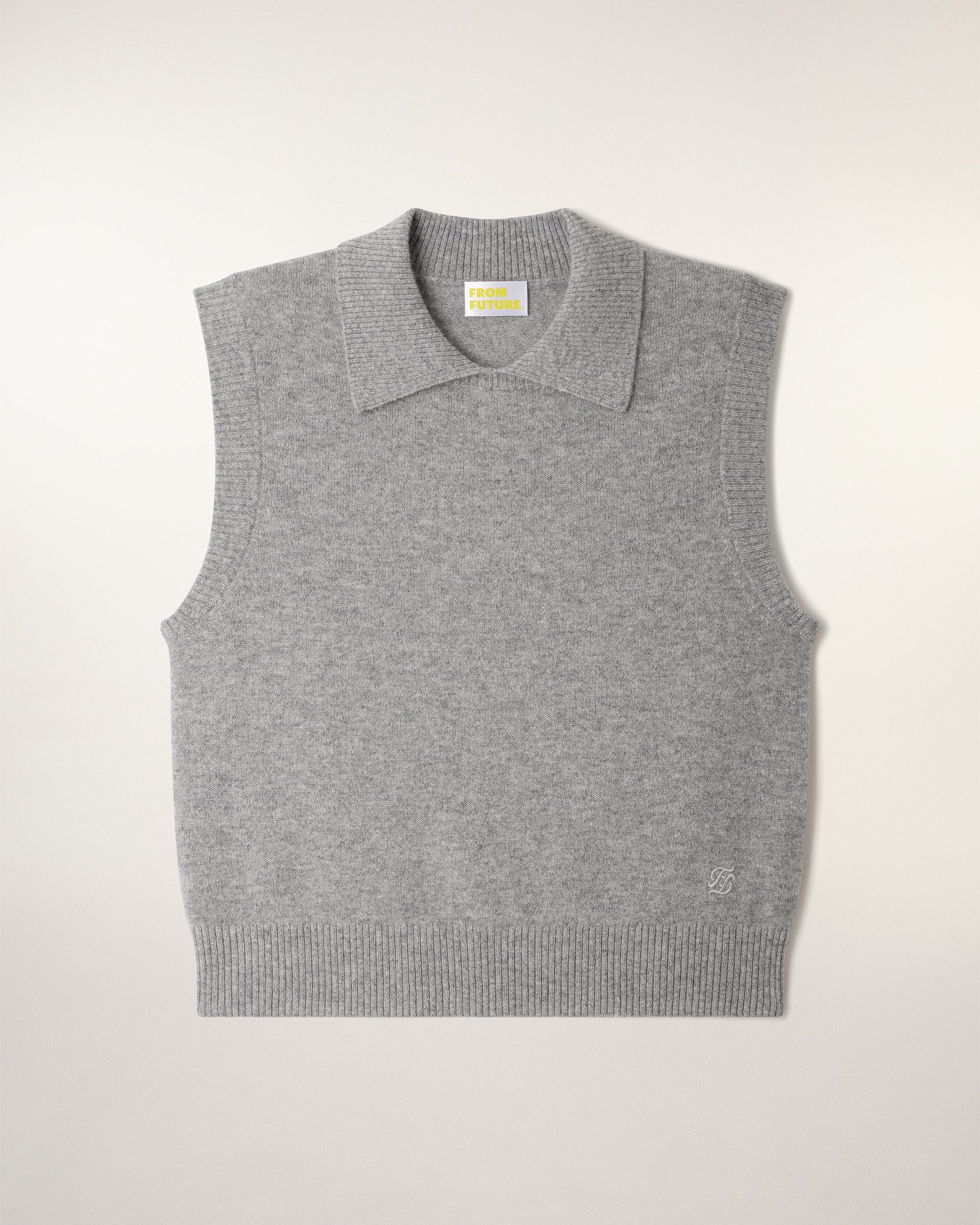 Sleeveless Polo Sweater (S26 / FEMME / Gris Chiné Foncé) - Image 5