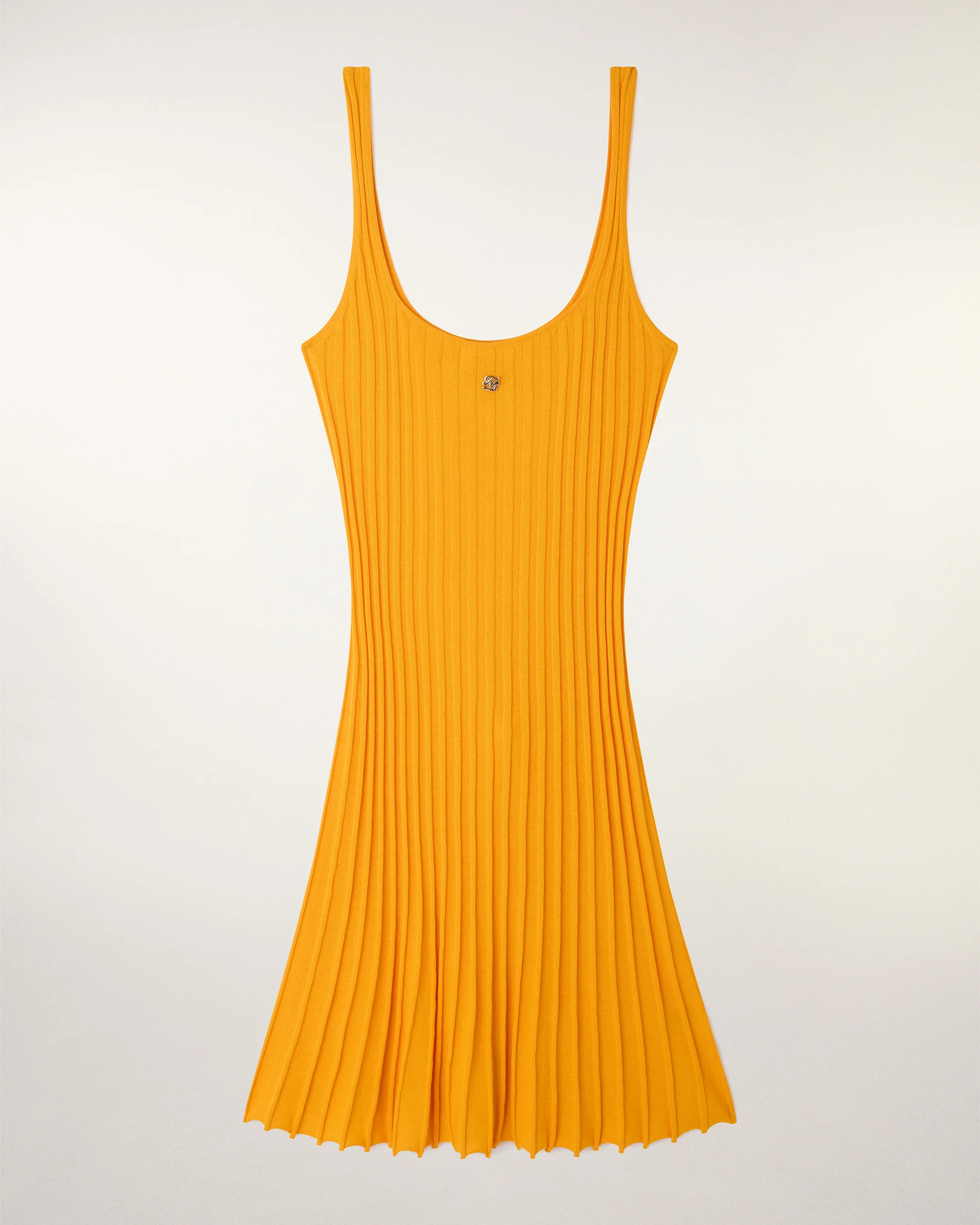 Short Strappy Dress with "FF" Metal Plate (S26/ FEMME/ Tangerine) - Image 6