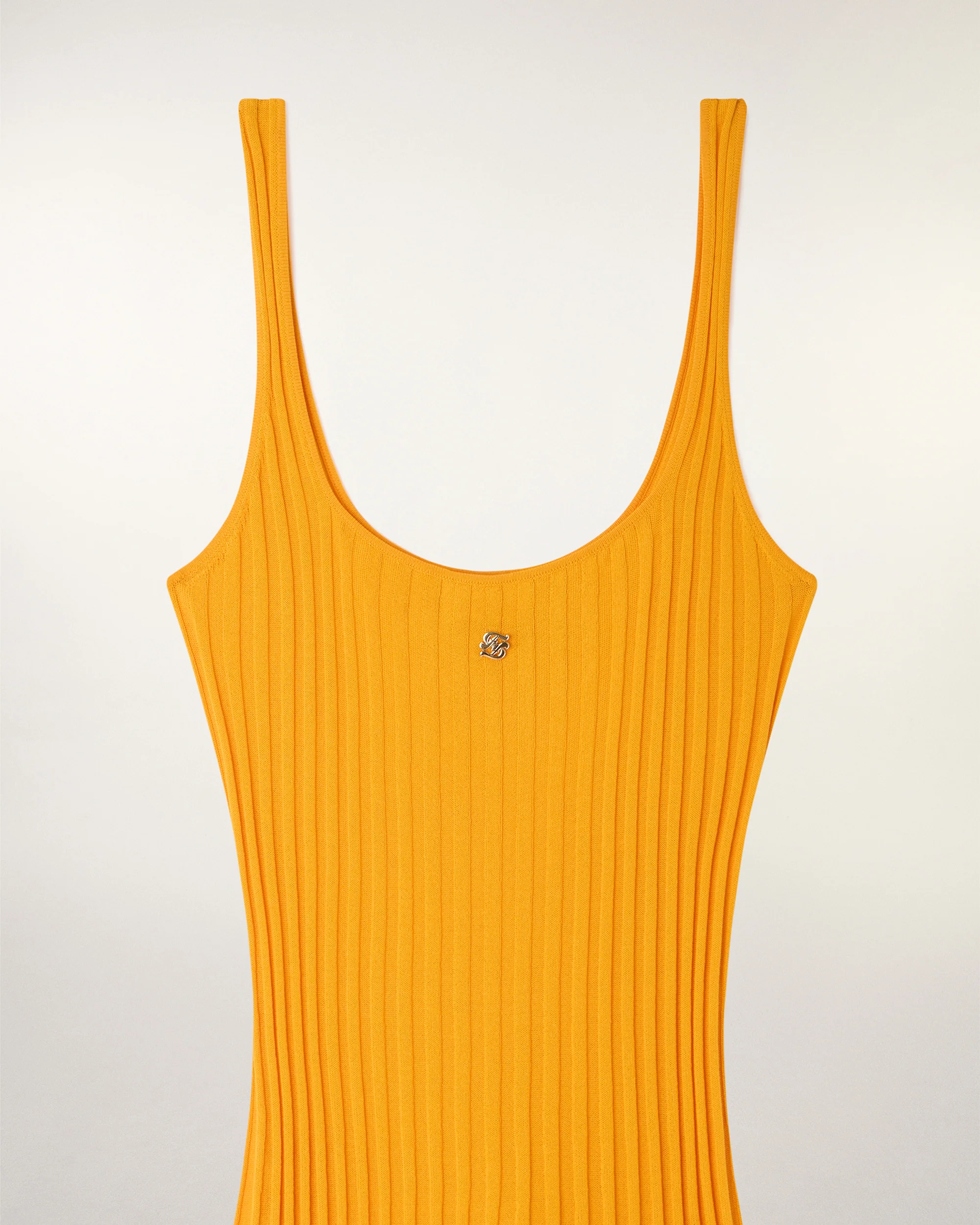 Short Strappy Dress with "FF" Metal Plate (S26/ FEMME/ Tangerine) - Image 7