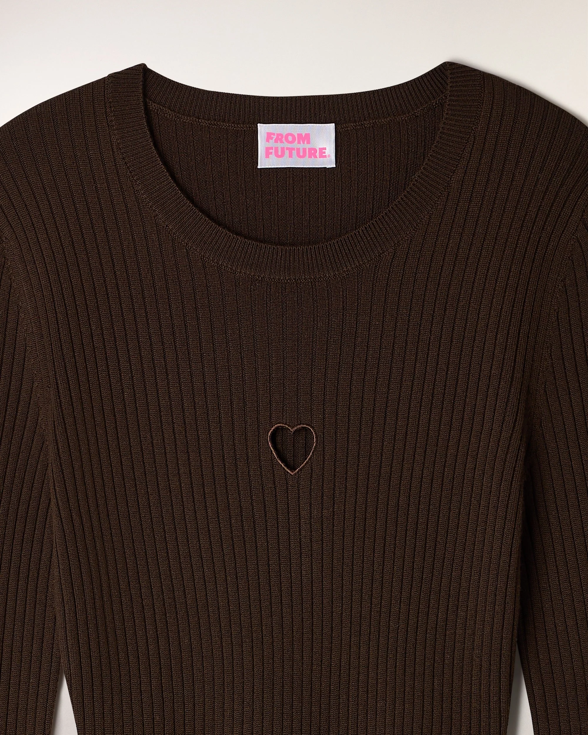 Long Sleeve Short Dress with Heart Cut-out (S26 / FEMME / Chocolat / RWS) - Image 6