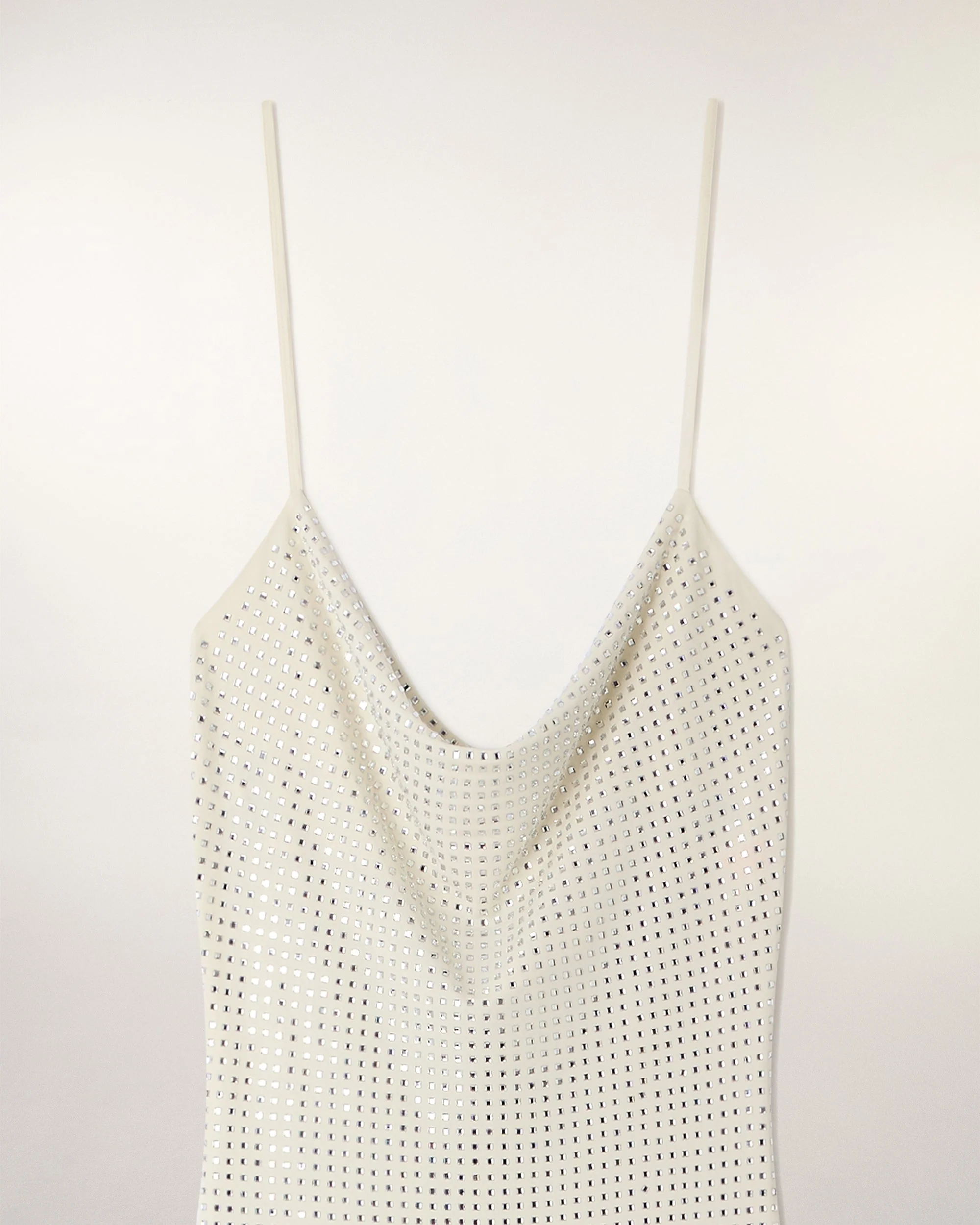 Rhinestone Cowl Neck Long Dress (S26 / FEMME / Ecru) - Image 8