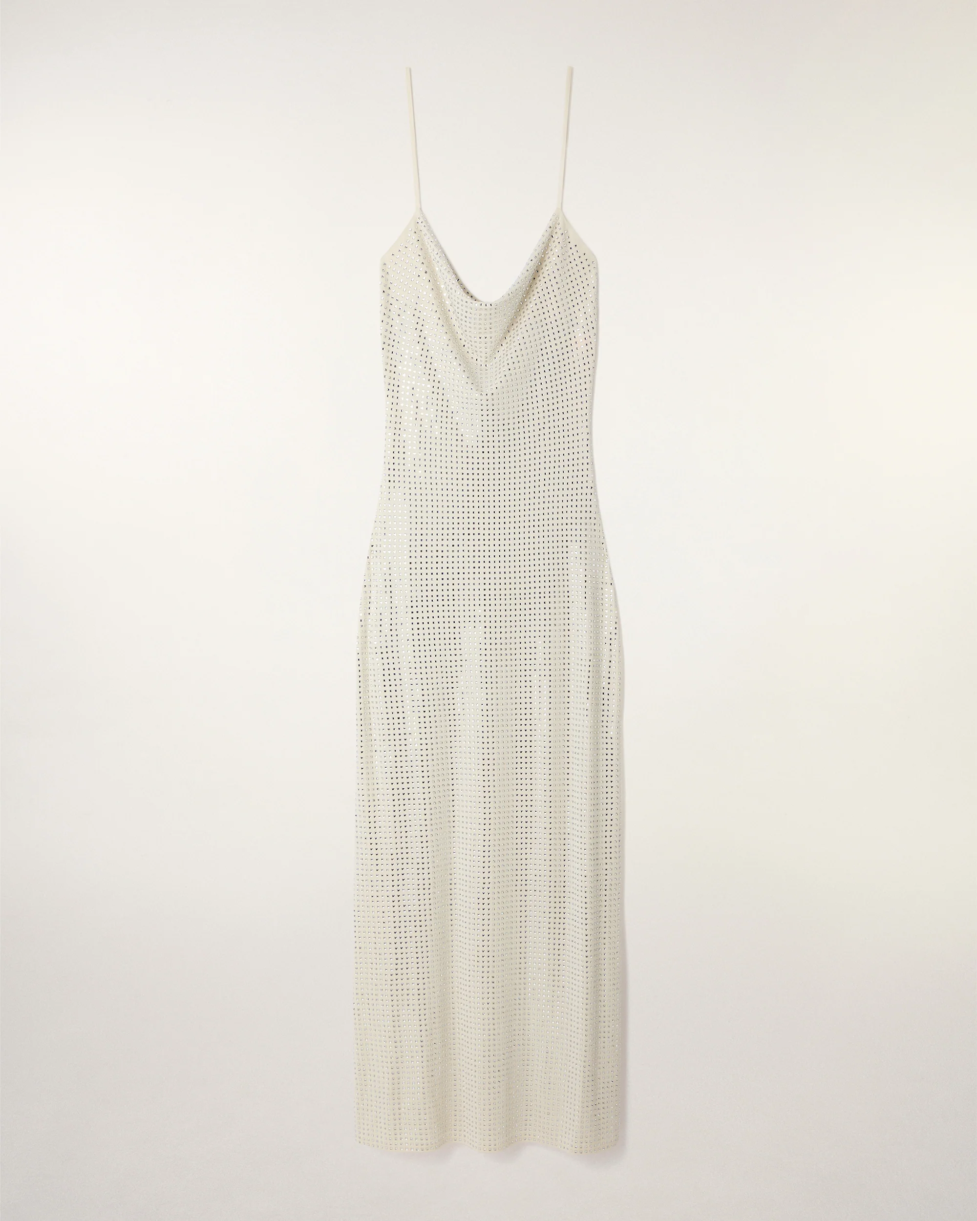 Rhinestone Cowl Neck Long Dress (S26 / FEMME / Ecru) - Image 9