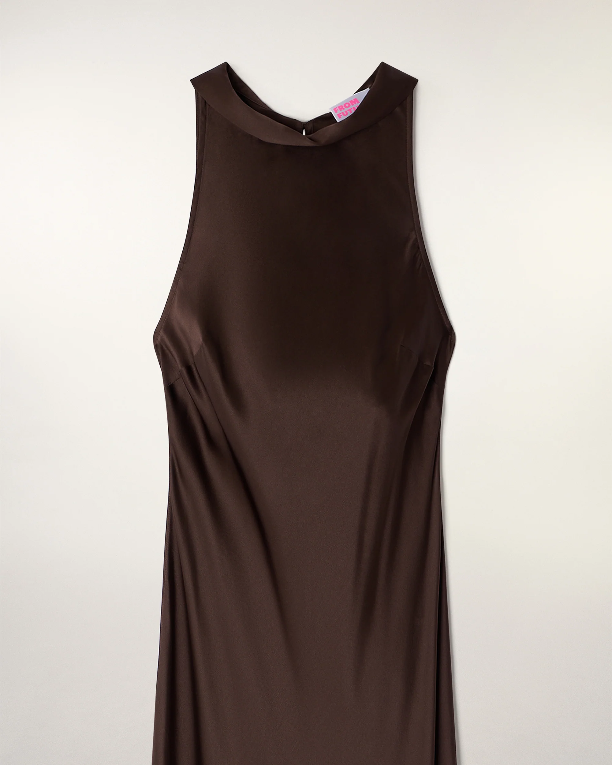 Scarf Neck Long Dress (S26/ FEMME/ Chocolat) - Image 7