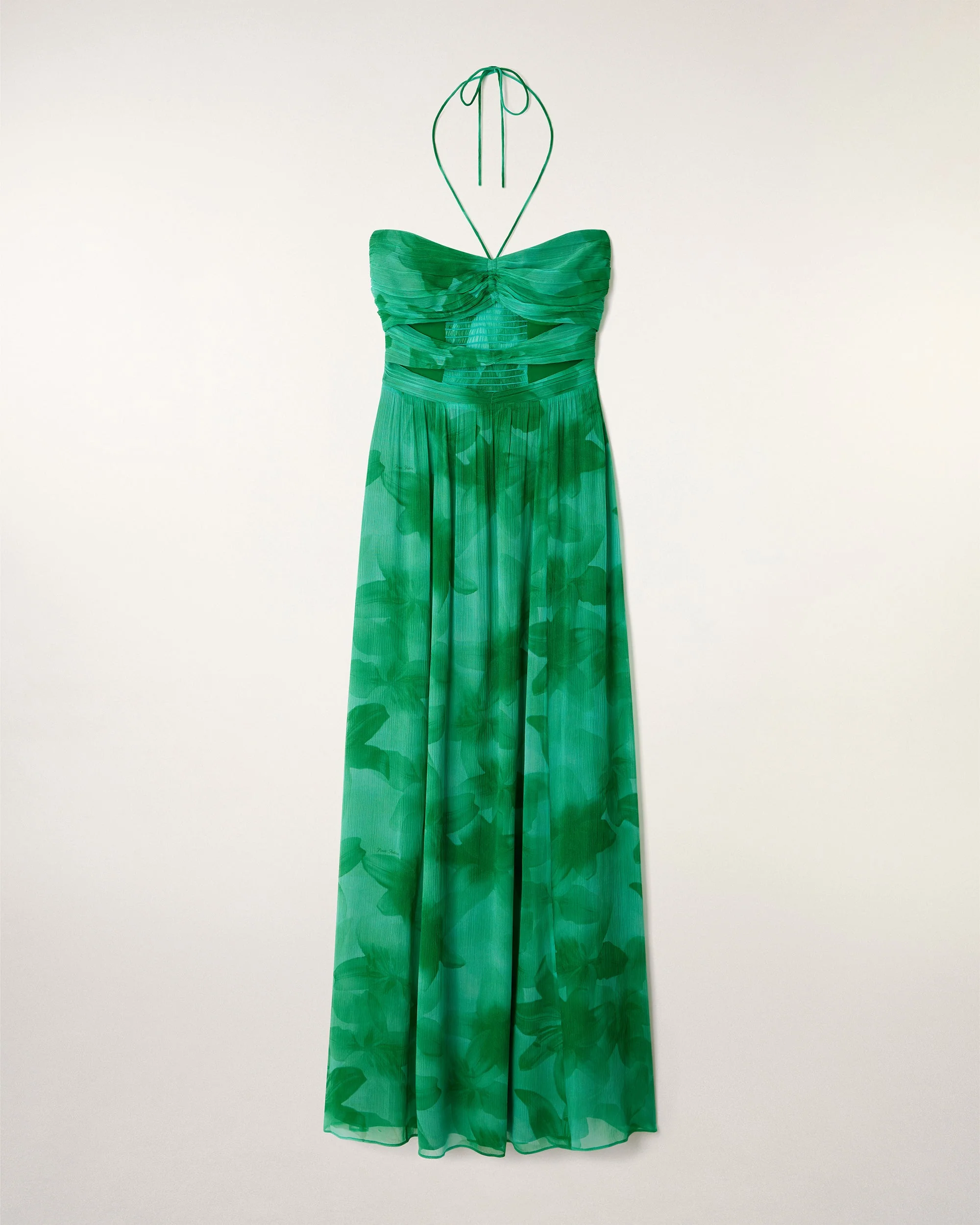 Gathered Cut-Out Long Dress (S26 / FEMME / Green Bloom Lily) - Image 5