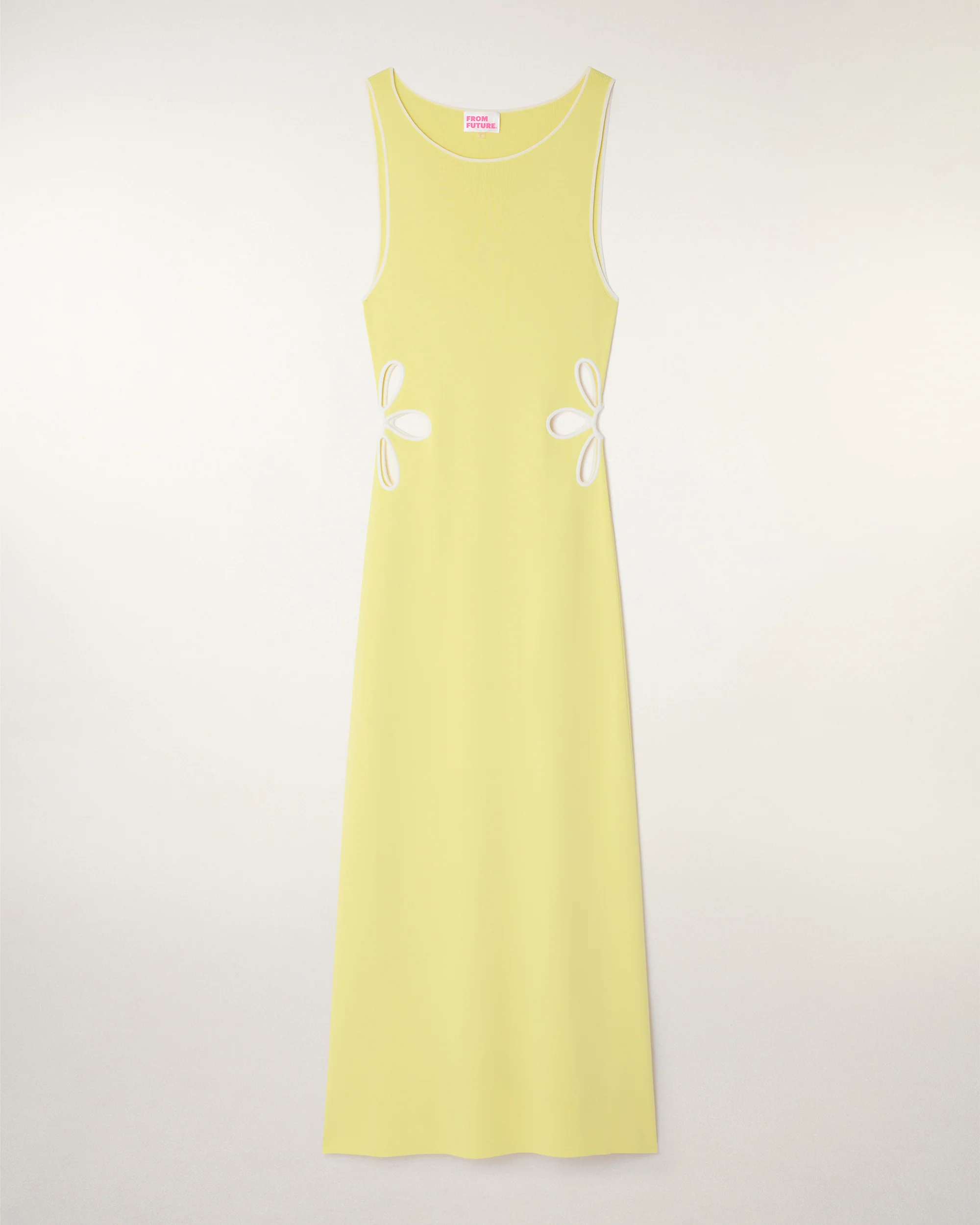 Long Strappy Dress with Flower Cut-outs (S26/ FEMME/ Sky Yellow) - Image 8