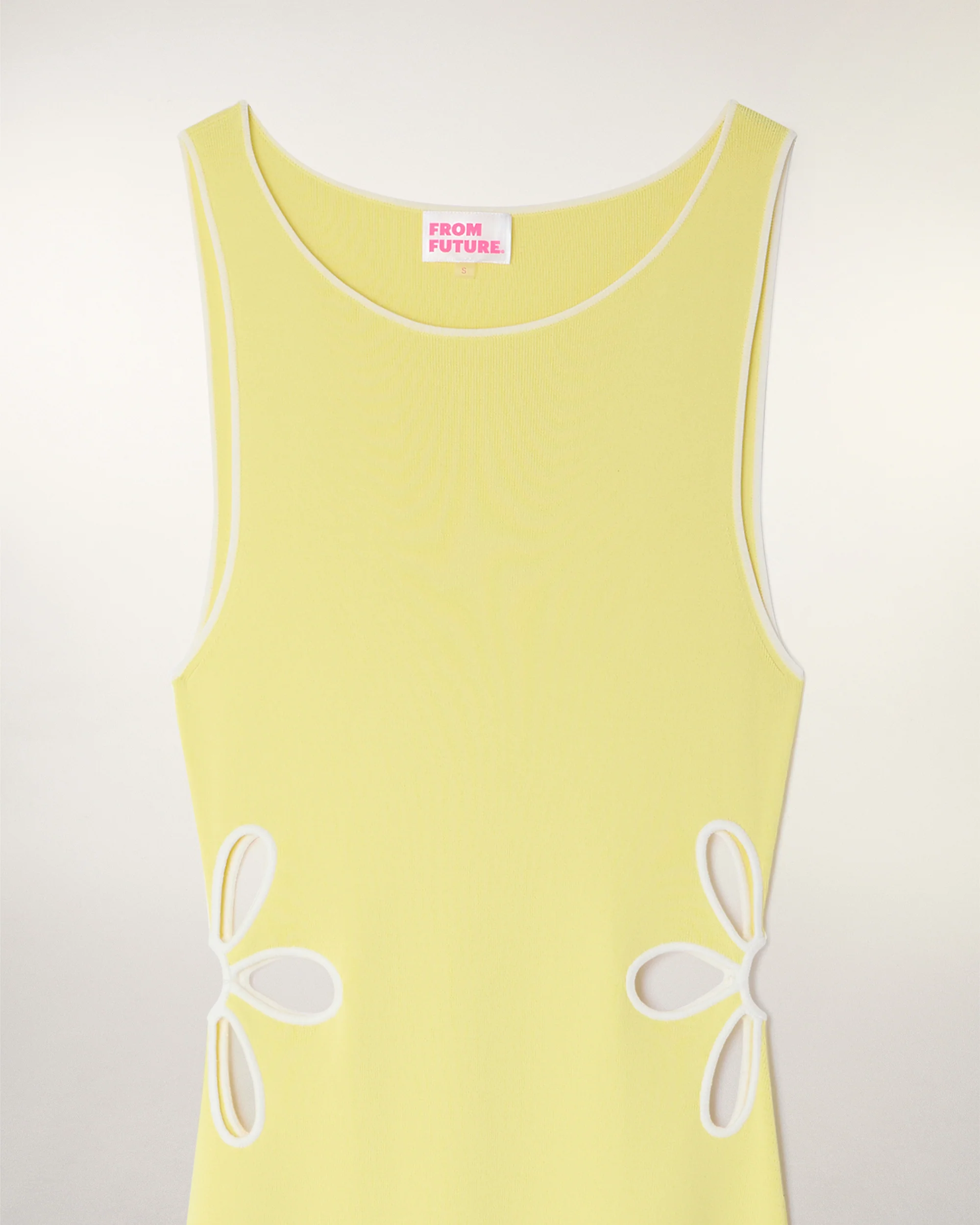 Long Strappy Dress with Flower Cut-outs (S26/ FEMME/ Sky Yellow) - Image 9