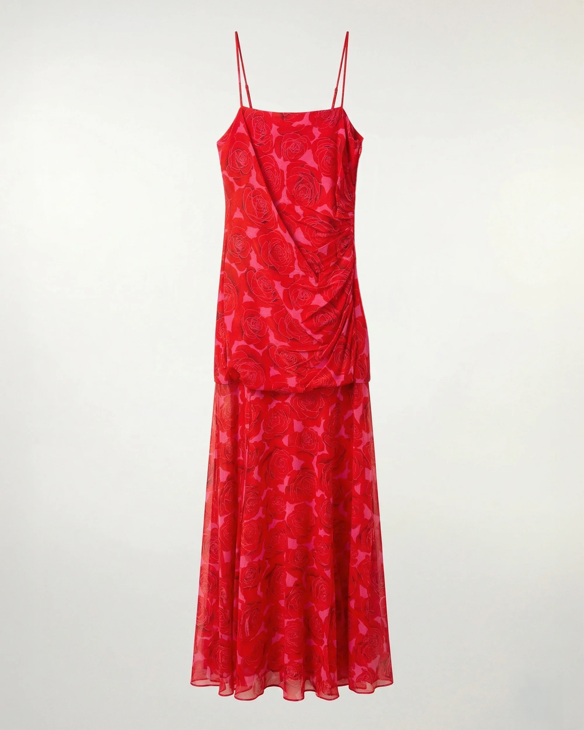Dual-Material Strappy Long Dress (S26 / FEMME / Solar Roses) - Image 2