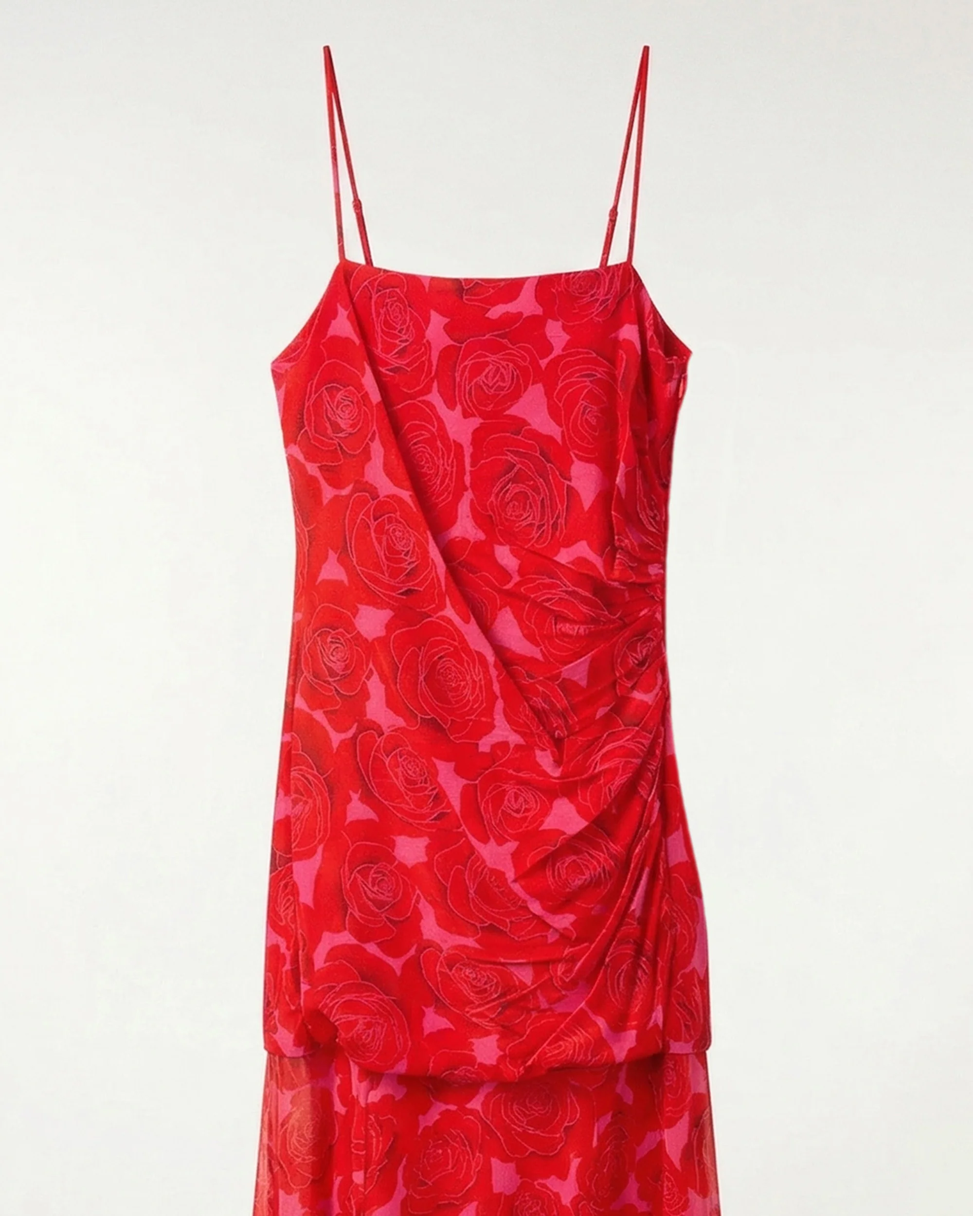 Dual-Material Strappy Long Dress (S26 / FEMME / Solar Roses) - Image 3