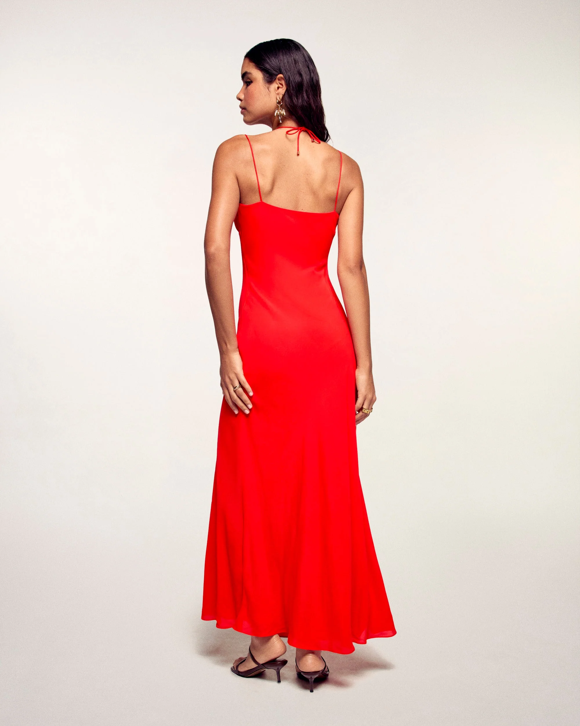 Jewel Tie Strappy Long Dress (S26 / FEMME / Sunset Coral) - Image 4