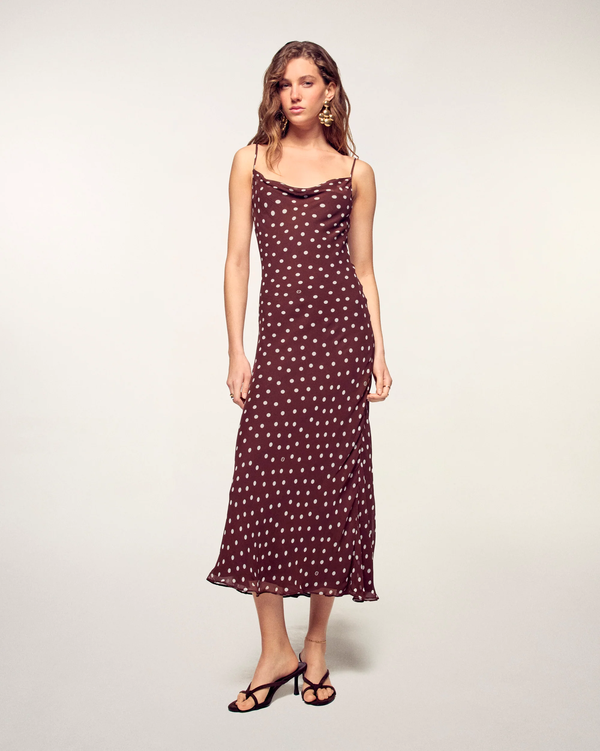 Long Dress with Straps (S26 / FEMME / Chocolat Dots)