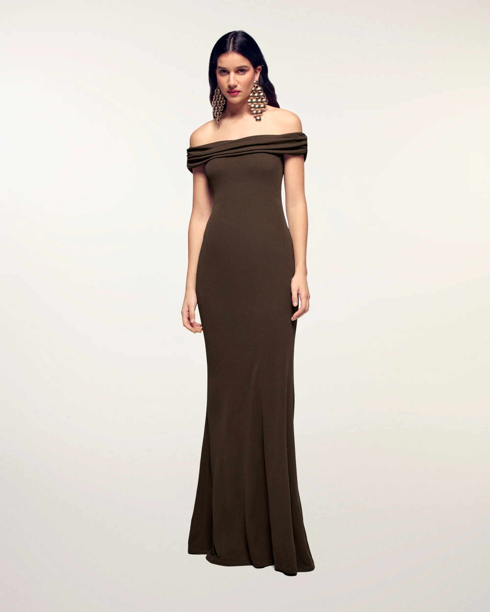 Draped Bandeau Long Dress (S26 / FEMME / Chocolat) - Image 5