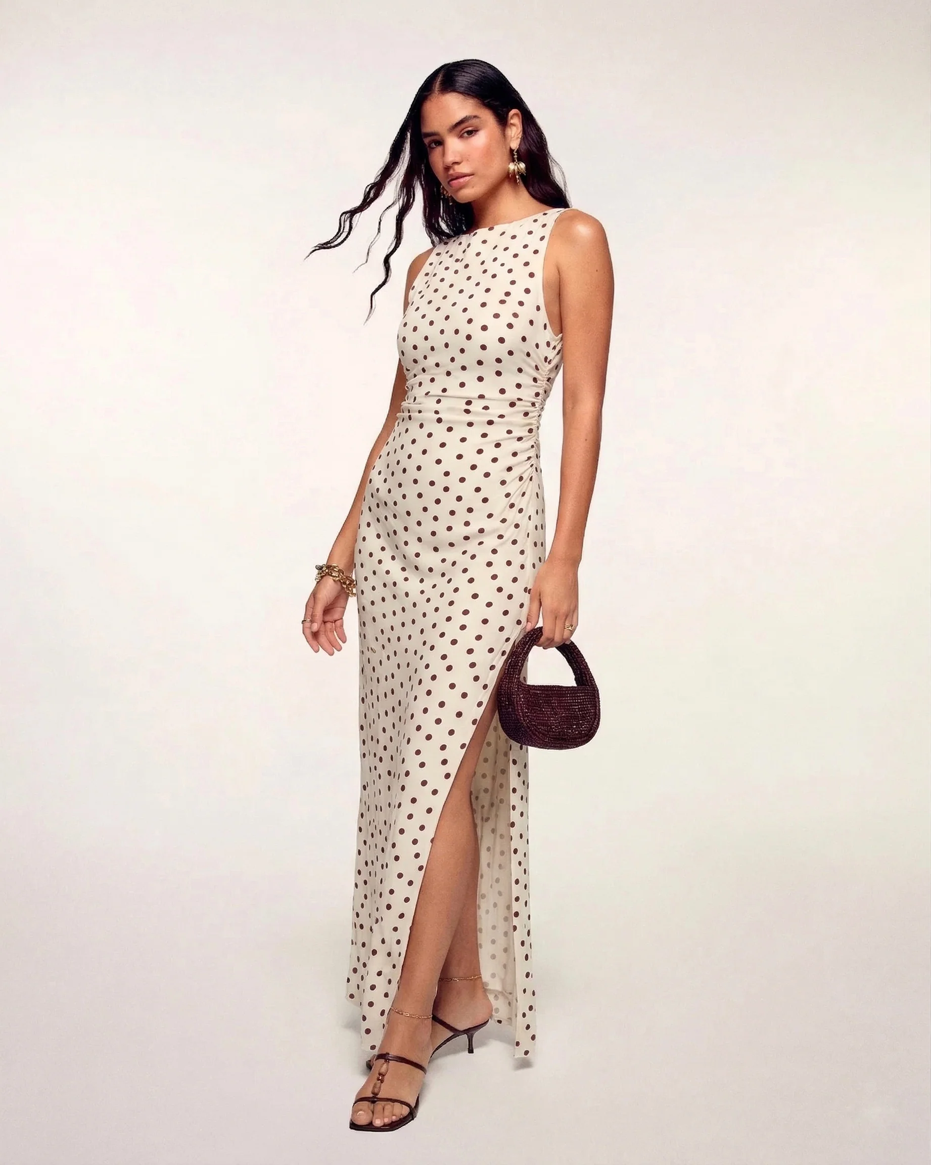Slit Long Dress (S26 / FEMME / White Dots)