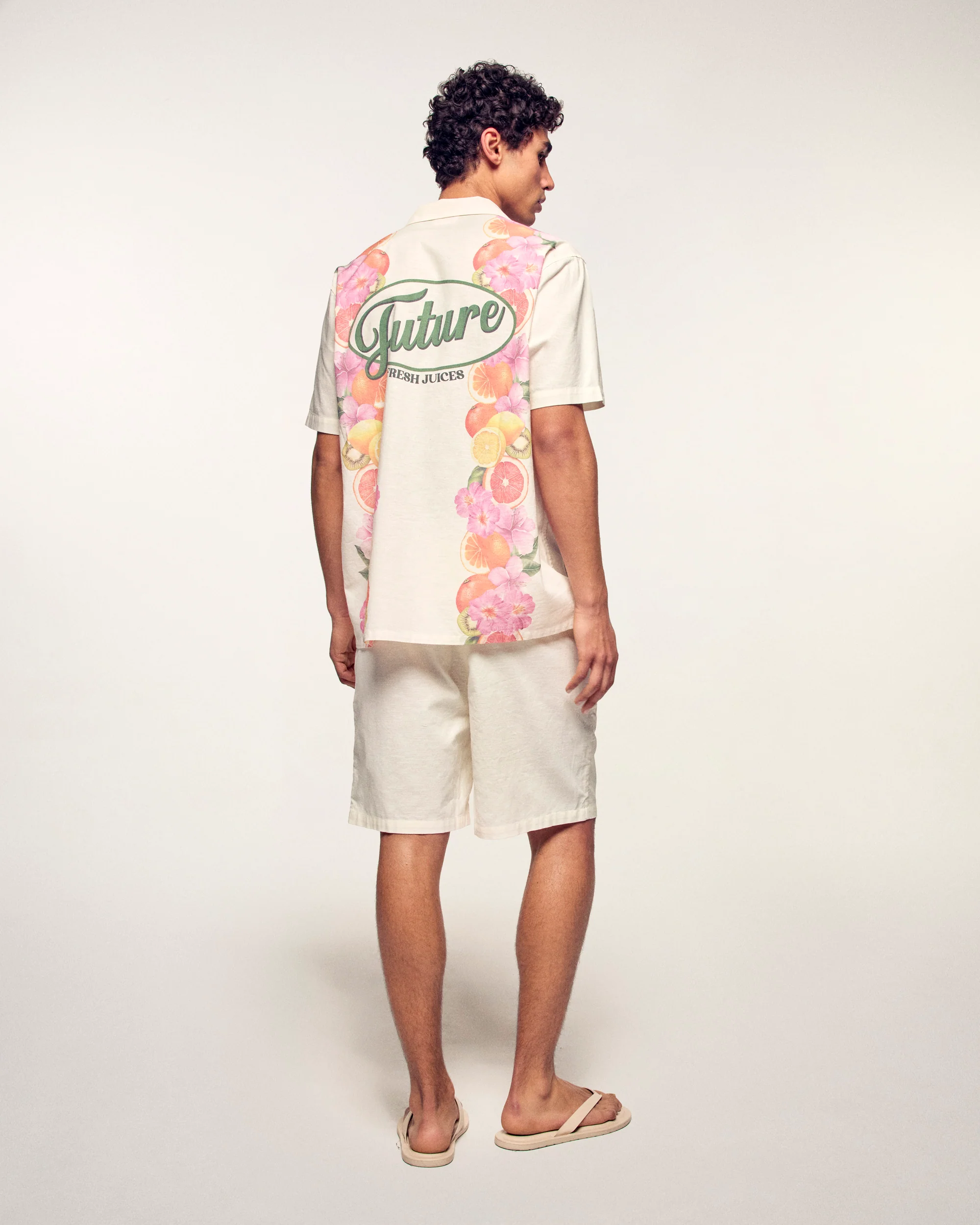 "Future" Embroidered Shorts (S26 / HOMME / Ecru) - Image 3