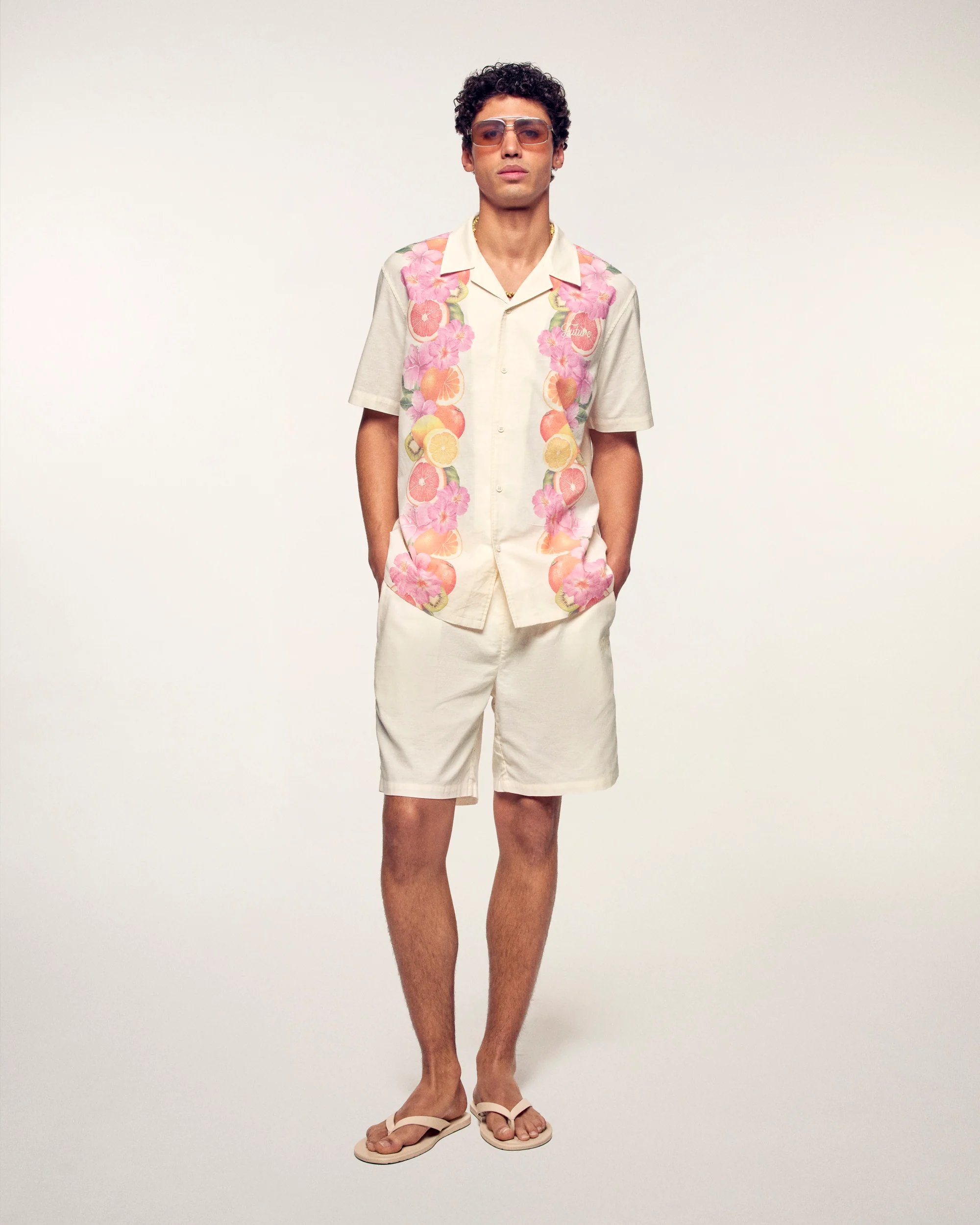 "Future" Embroidered Shorts (S26 / HOMME / Ecru) - Image 4