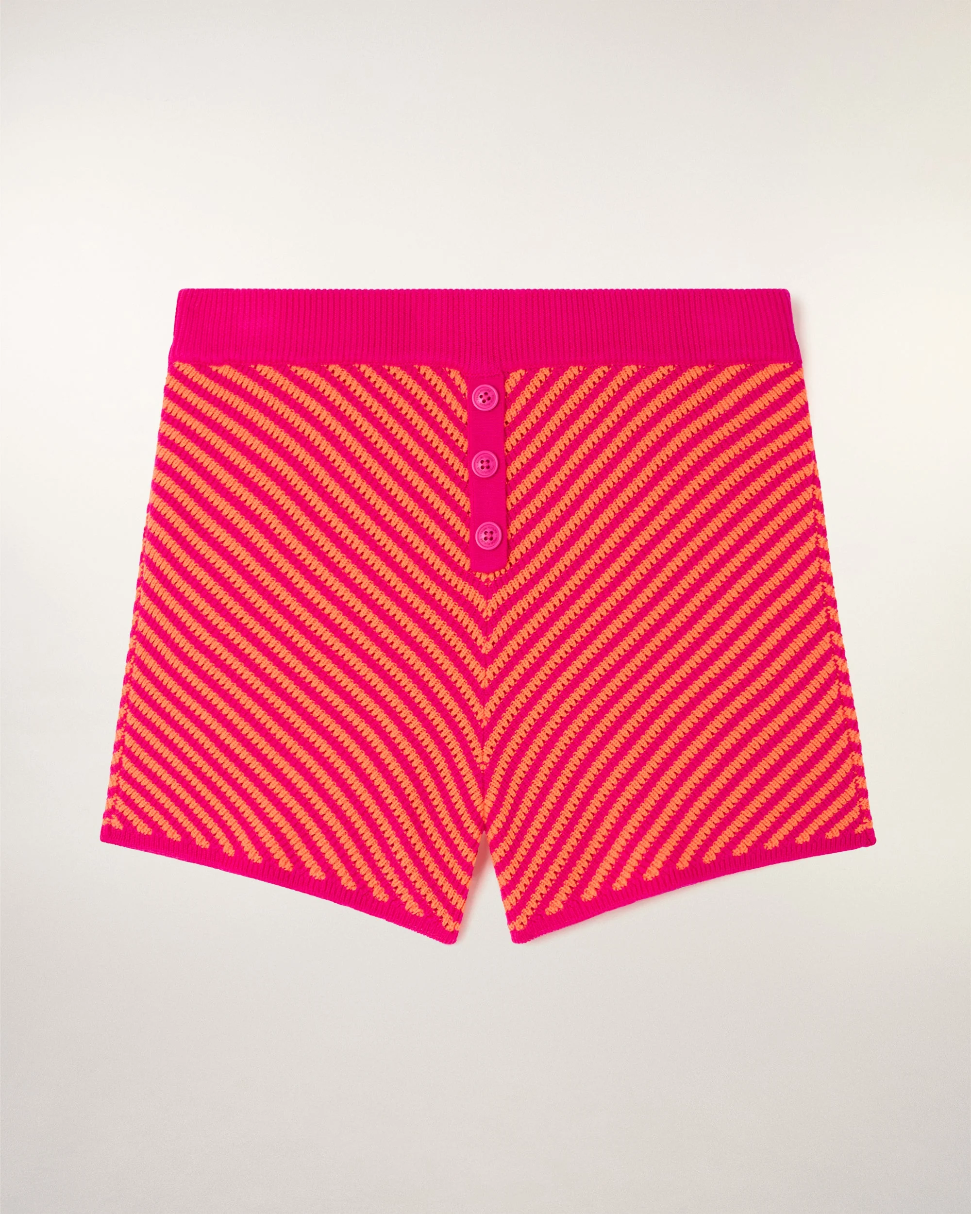 Two-Tone Striped Mini Shorts (S26 / FEMME / Fire orange / RWS) - Image 5