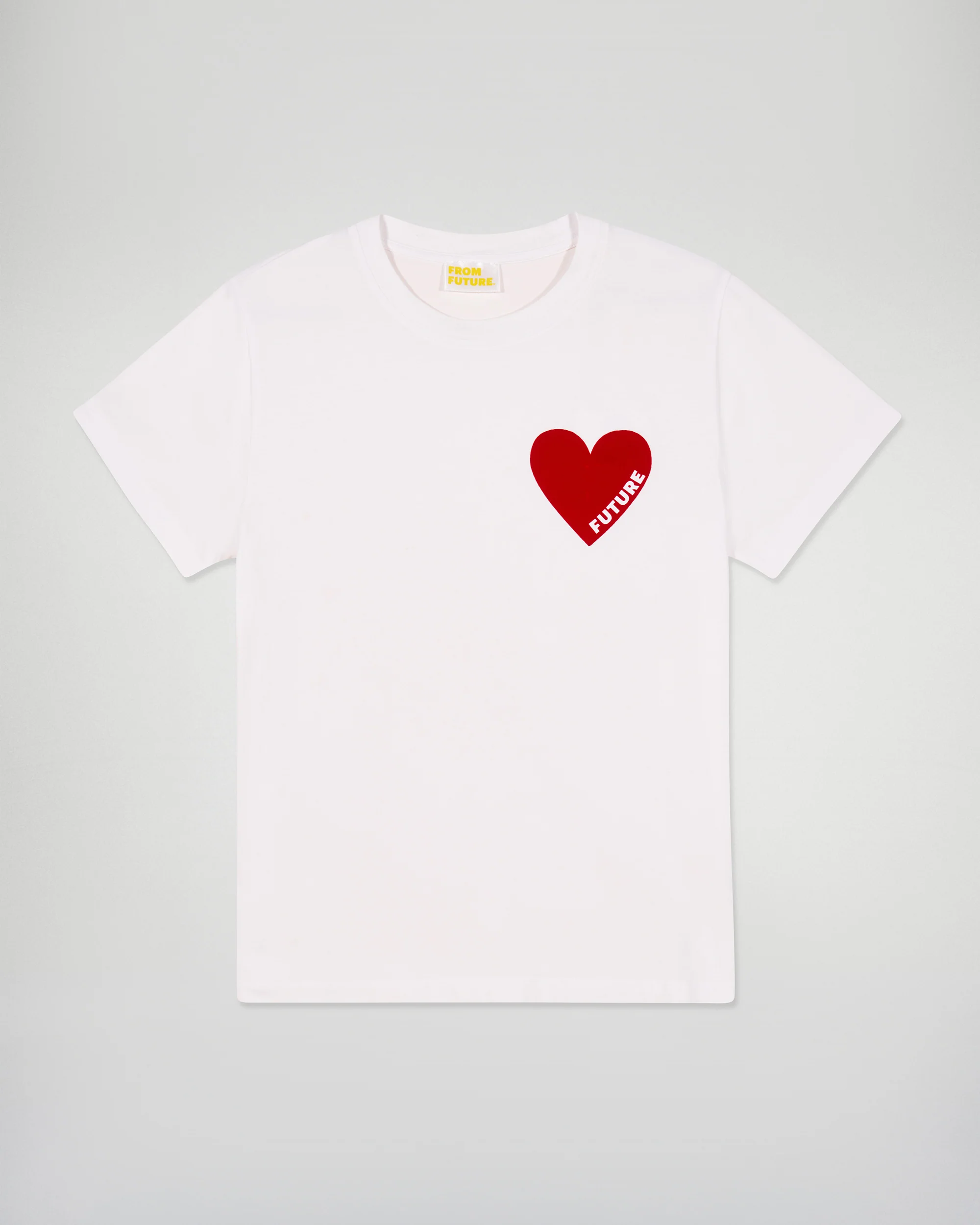 Crewneck Short Sleeve Heart T-shirt (S25 / WOMEN / White) - Image 5
