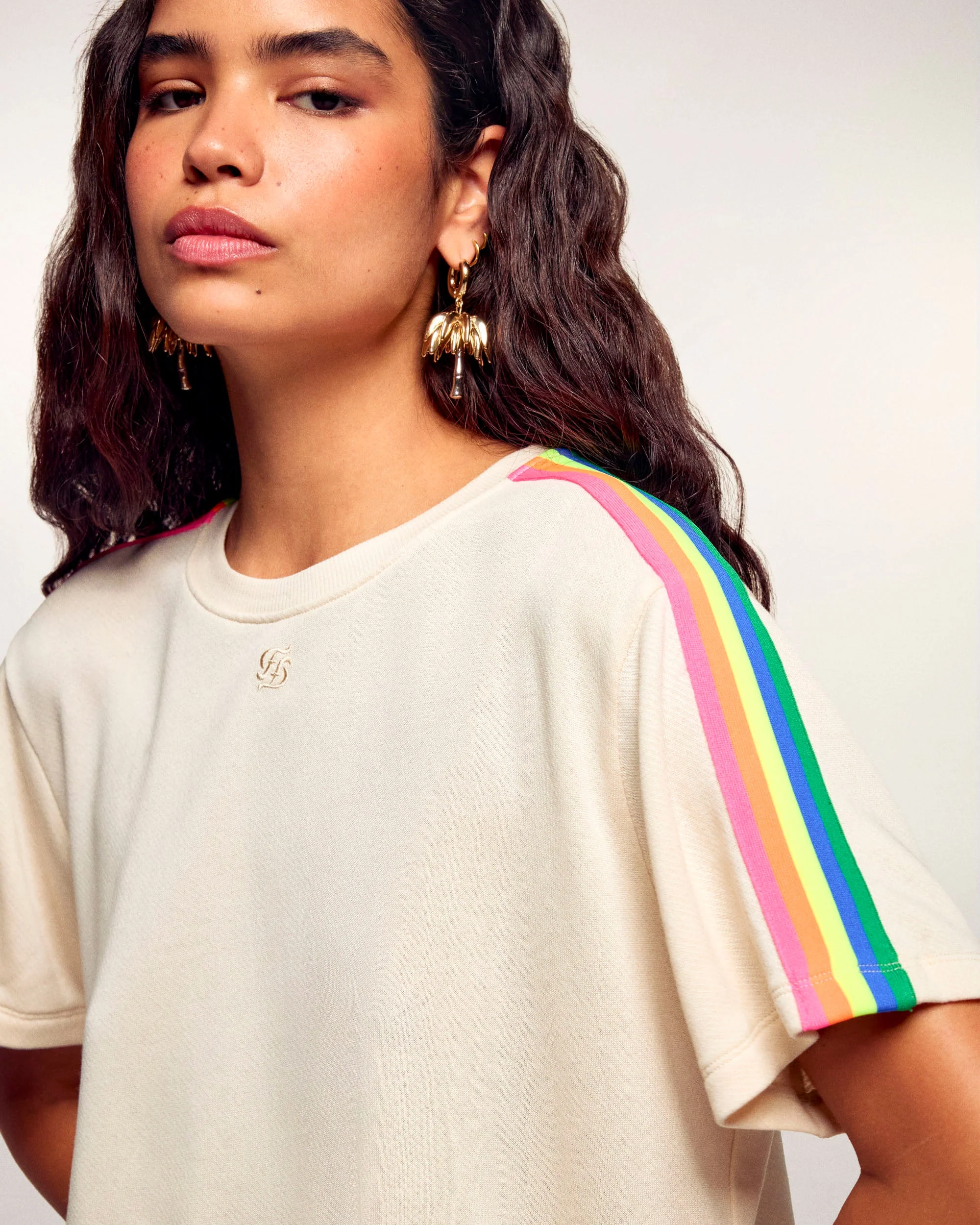 Striped Crop T-Shirt (S26 / FEMME / Sable) - Image 2