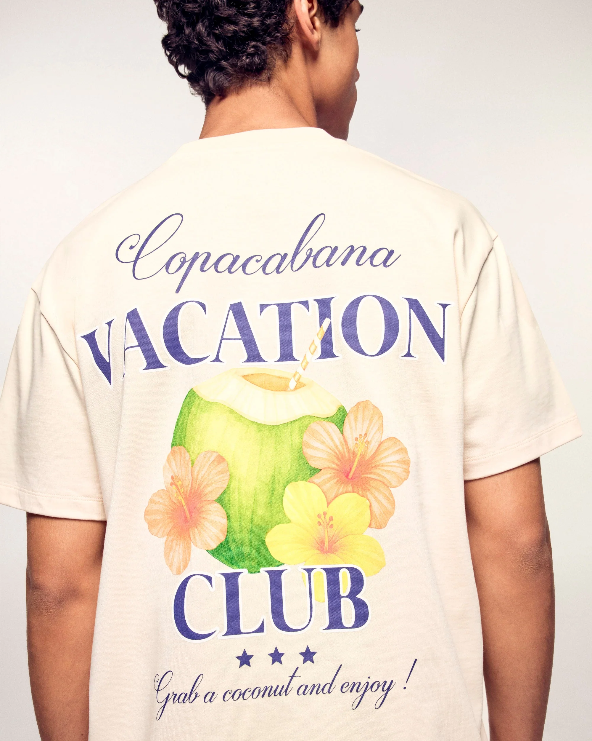 Printed "Copacabana Vacation Club" T-shirt (S26 / HOMME / Sable)