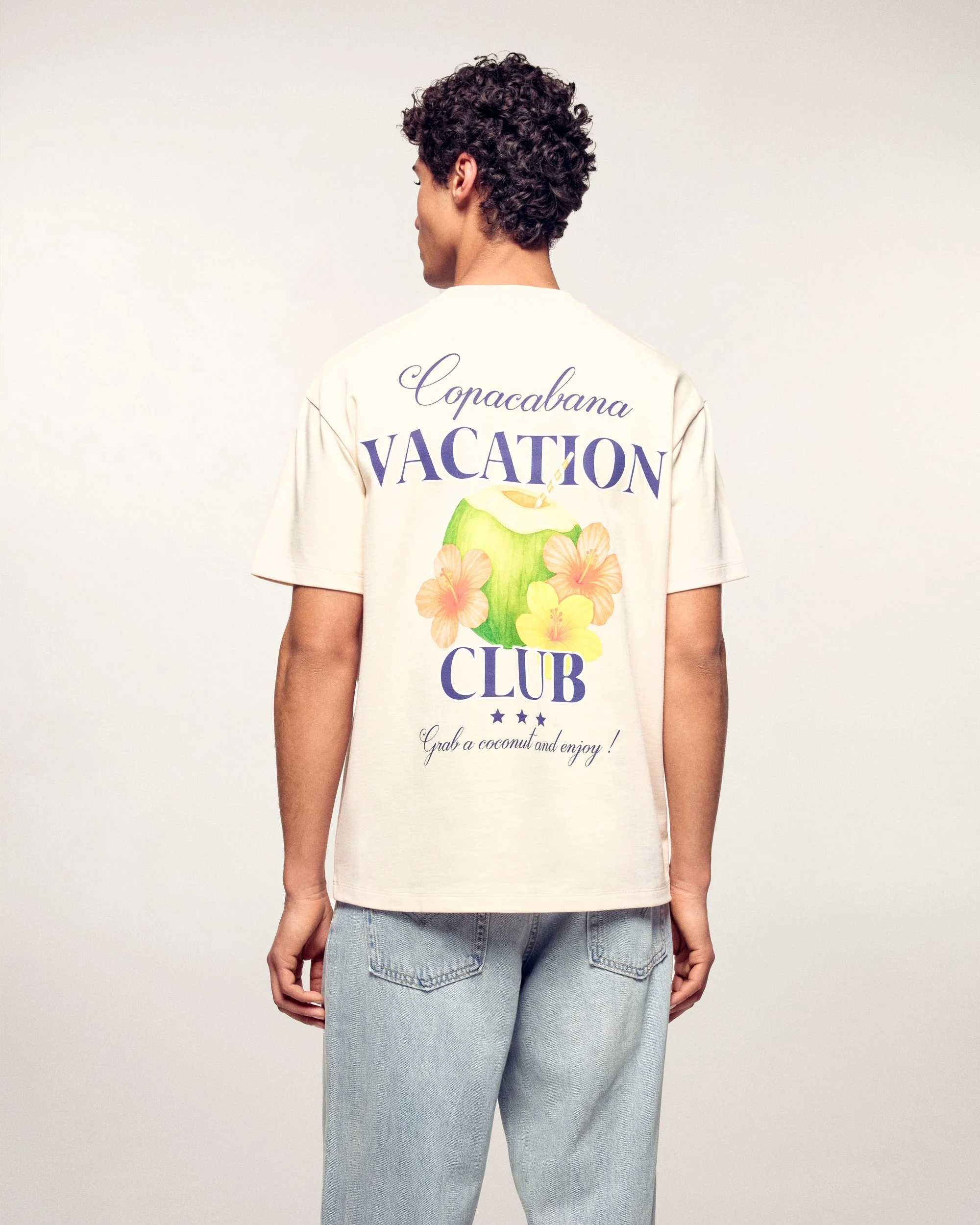 Printed "Copacabana Vacation Club" T-shirt (S26 / HOMME / Sable) - Image 5