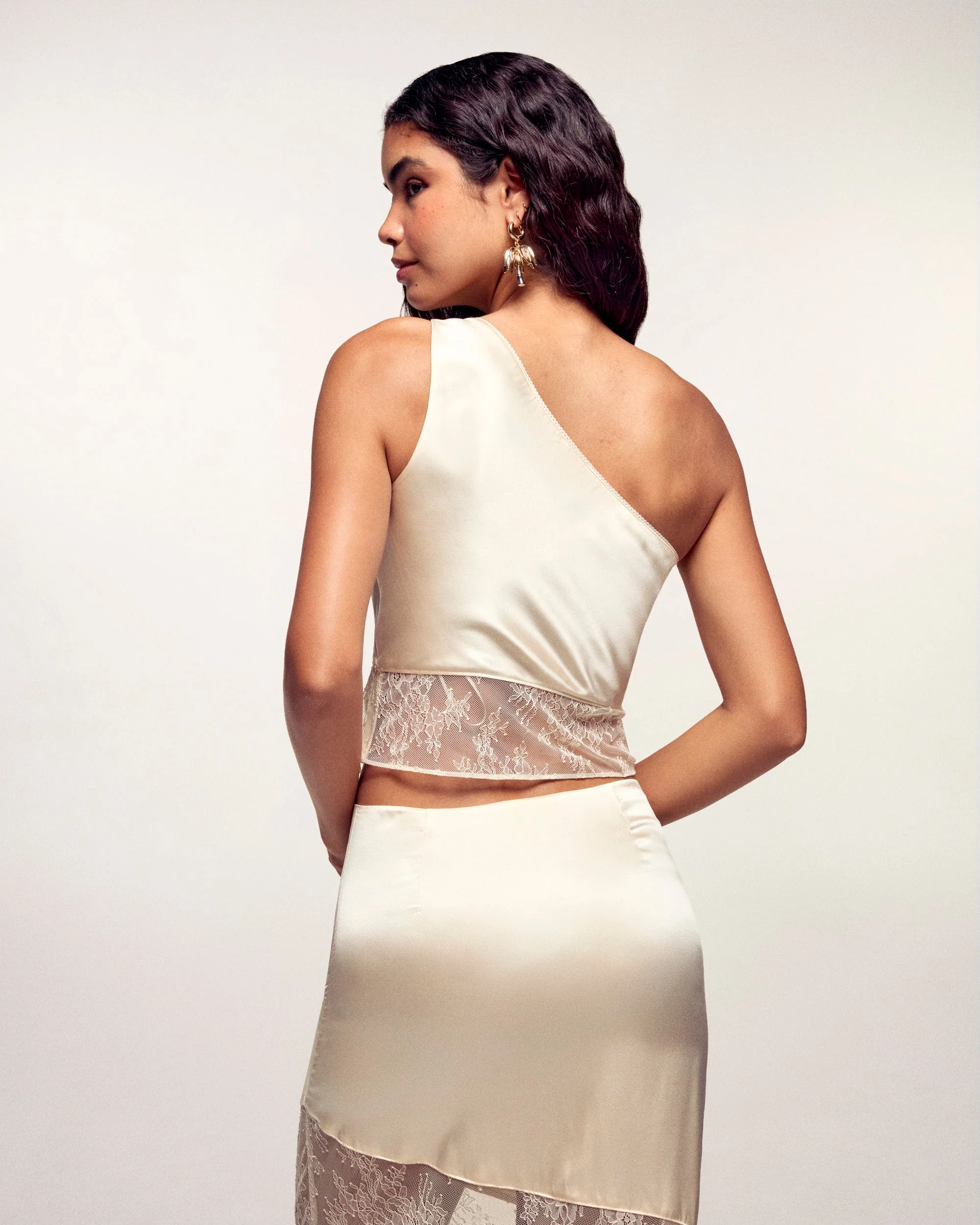 Asymmetric Lace Top (S26 / FEMME / Champagne) - Image 4