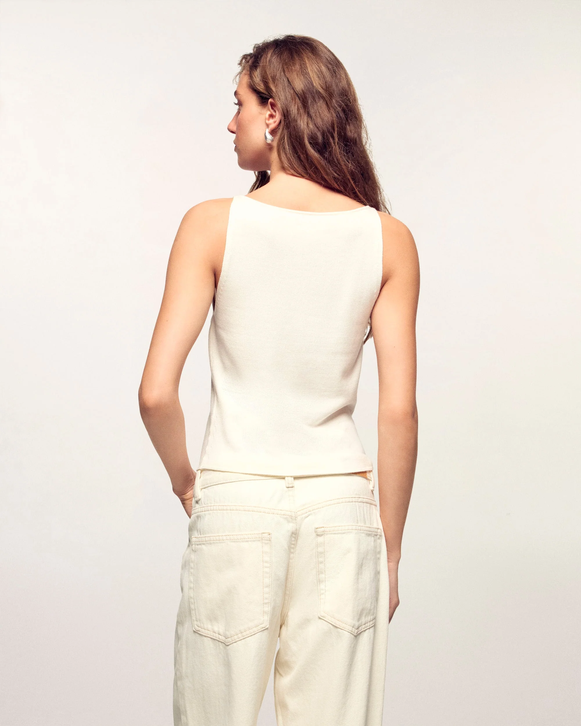 Jewel Detail Tank Top (S26 / FEMME / Ecru / RWS) - Image 4