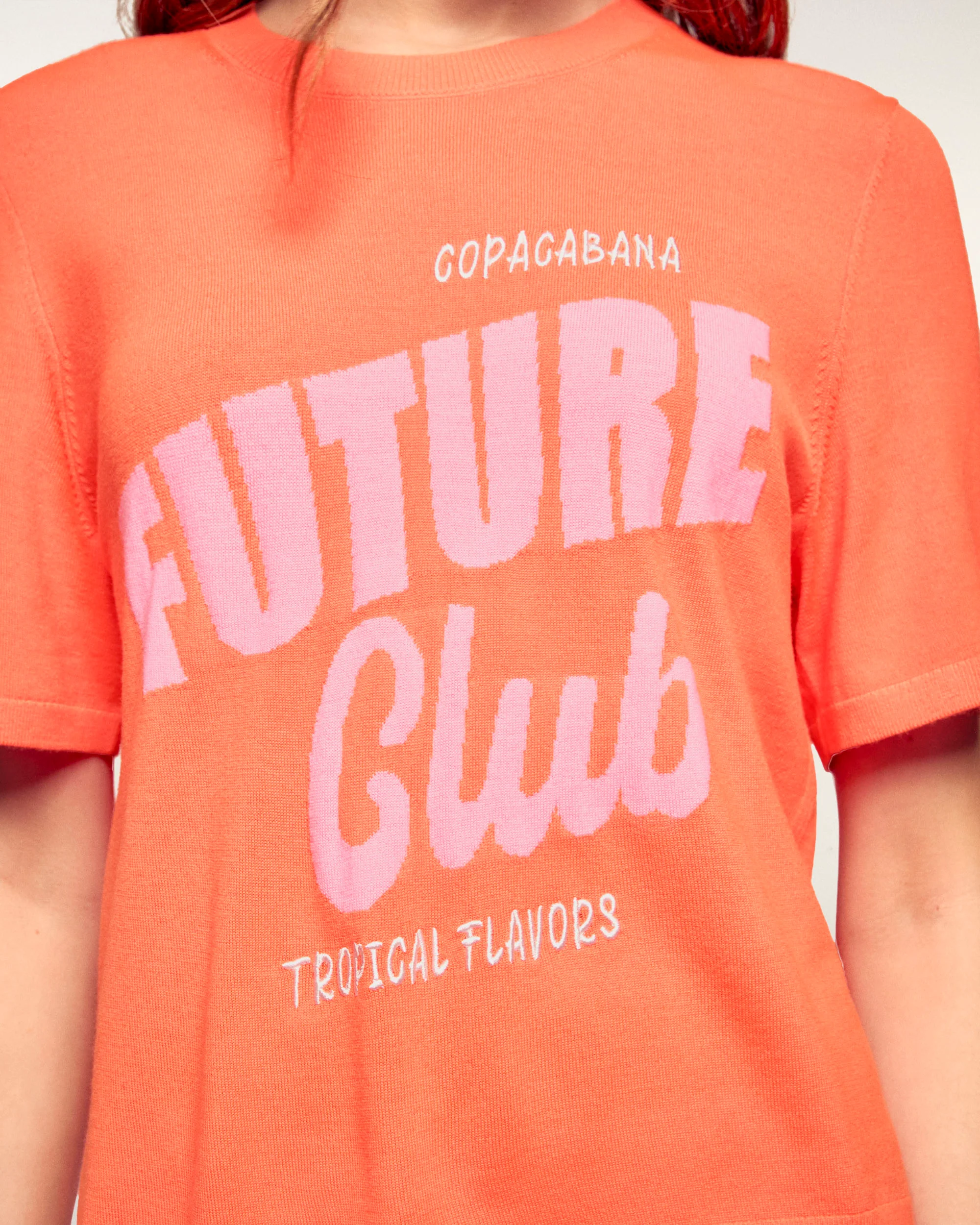 "Copacabana Future Club" Short Sleeve Top (S26 / FEMME / Fire Orange / RWS) - Image 3