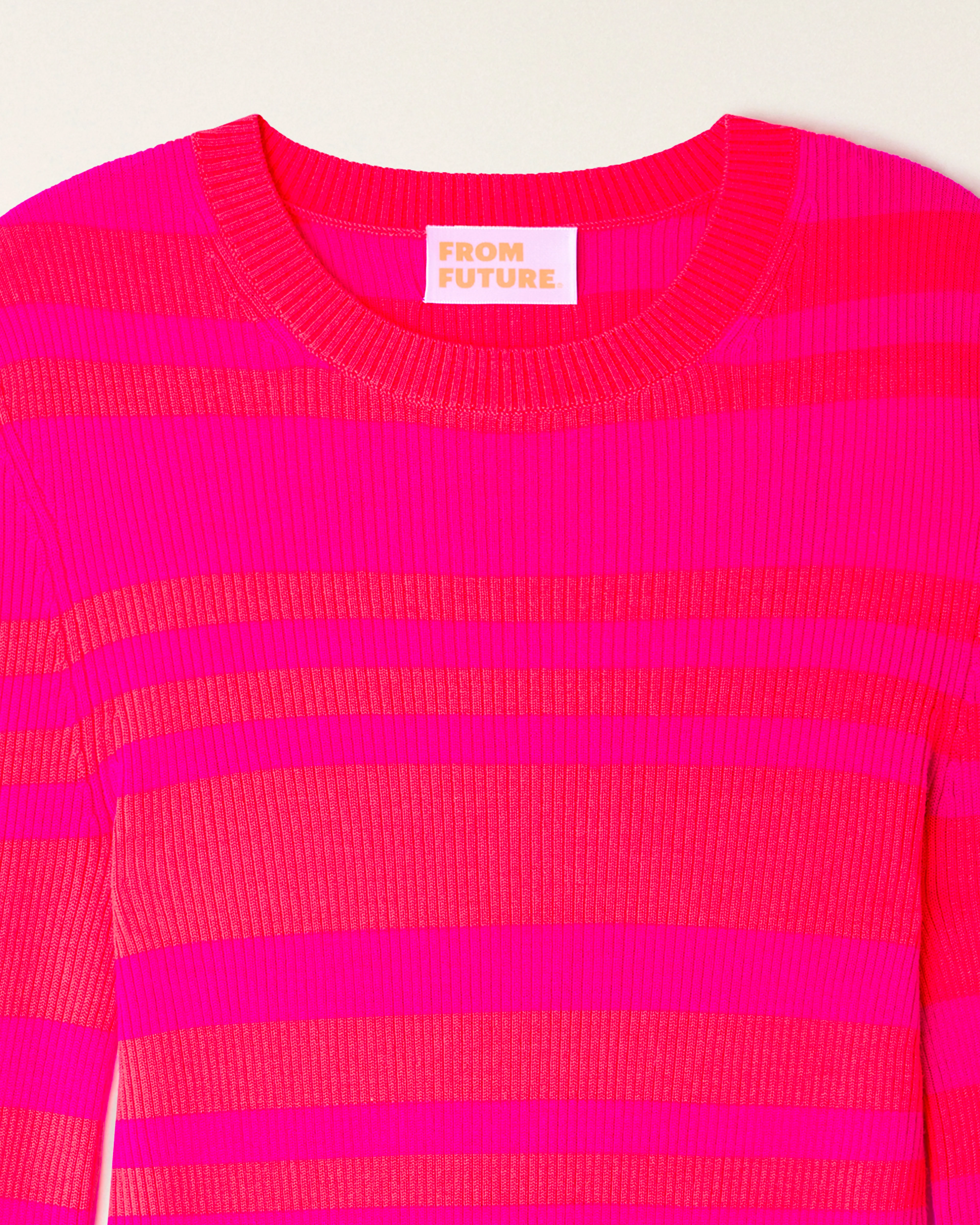 Two-Tone Striped Top with Flared Sleeves (S26 / FEMME / Love Coral / RWS) - Image 6