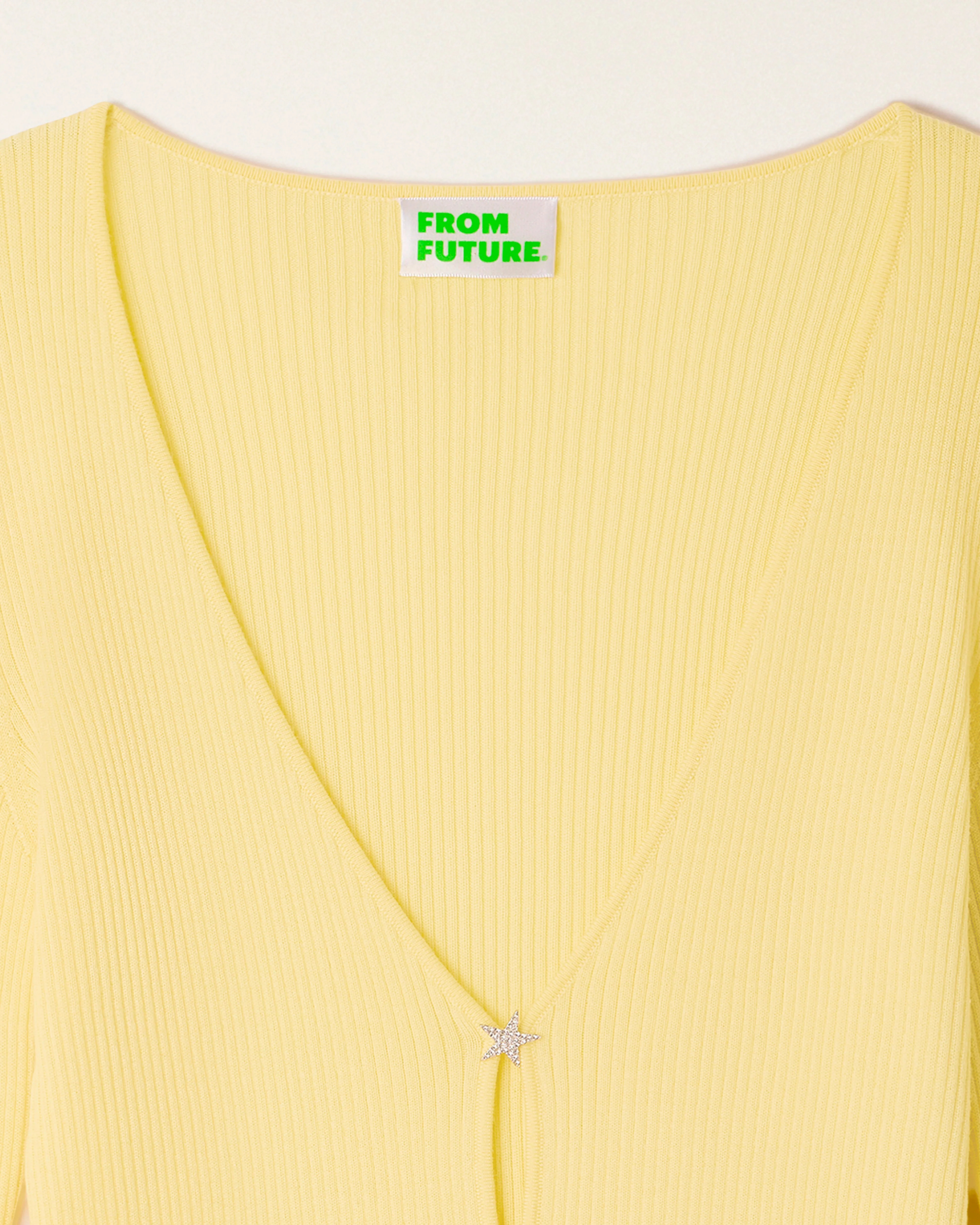V-neck Top with Star Buttons (S26 / FEMME / Star Yellow / RWS) - Image 4