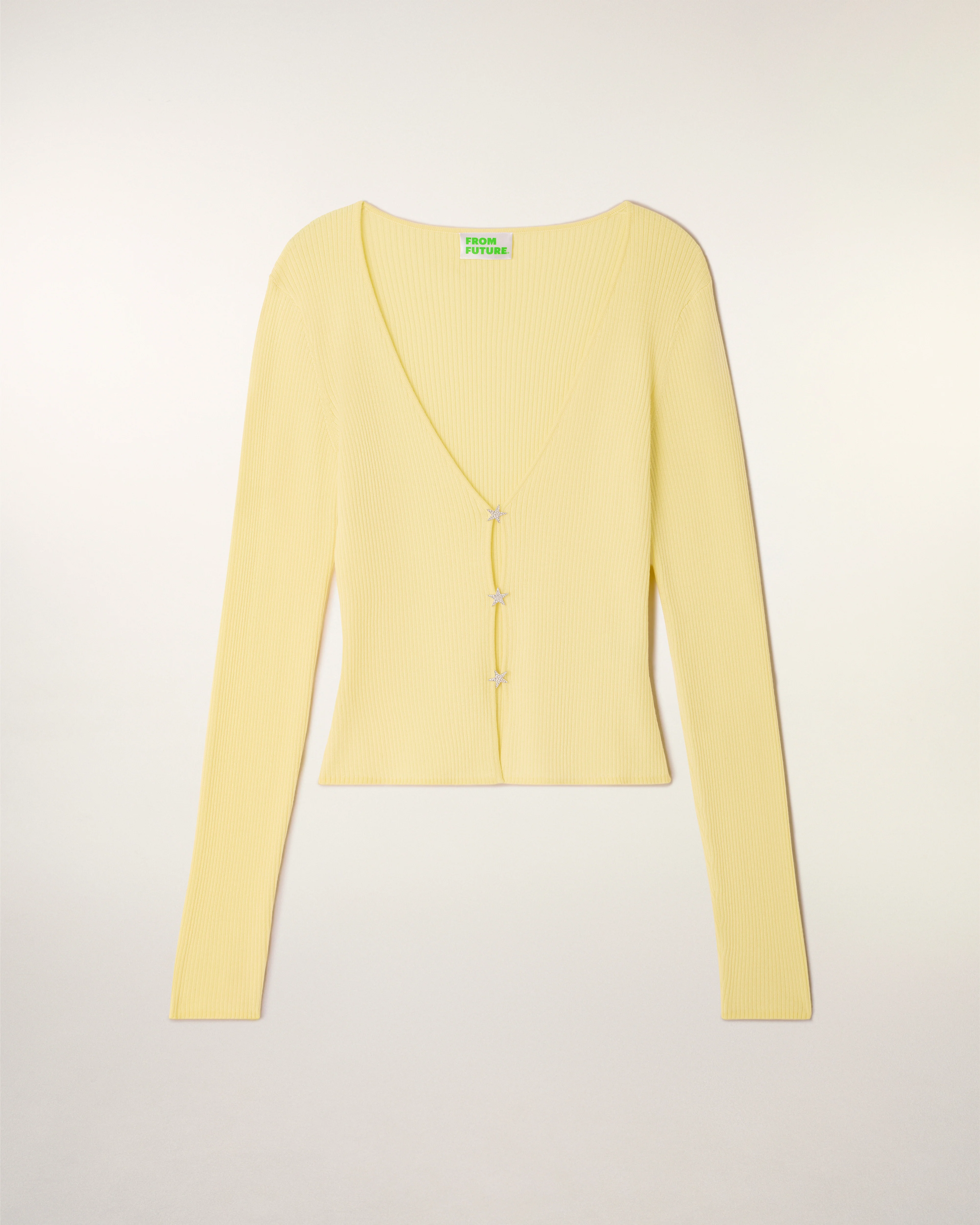 V-neck Top with Star Buttons (S26 / FEMME / Star Yellow / RWS) - Image 5