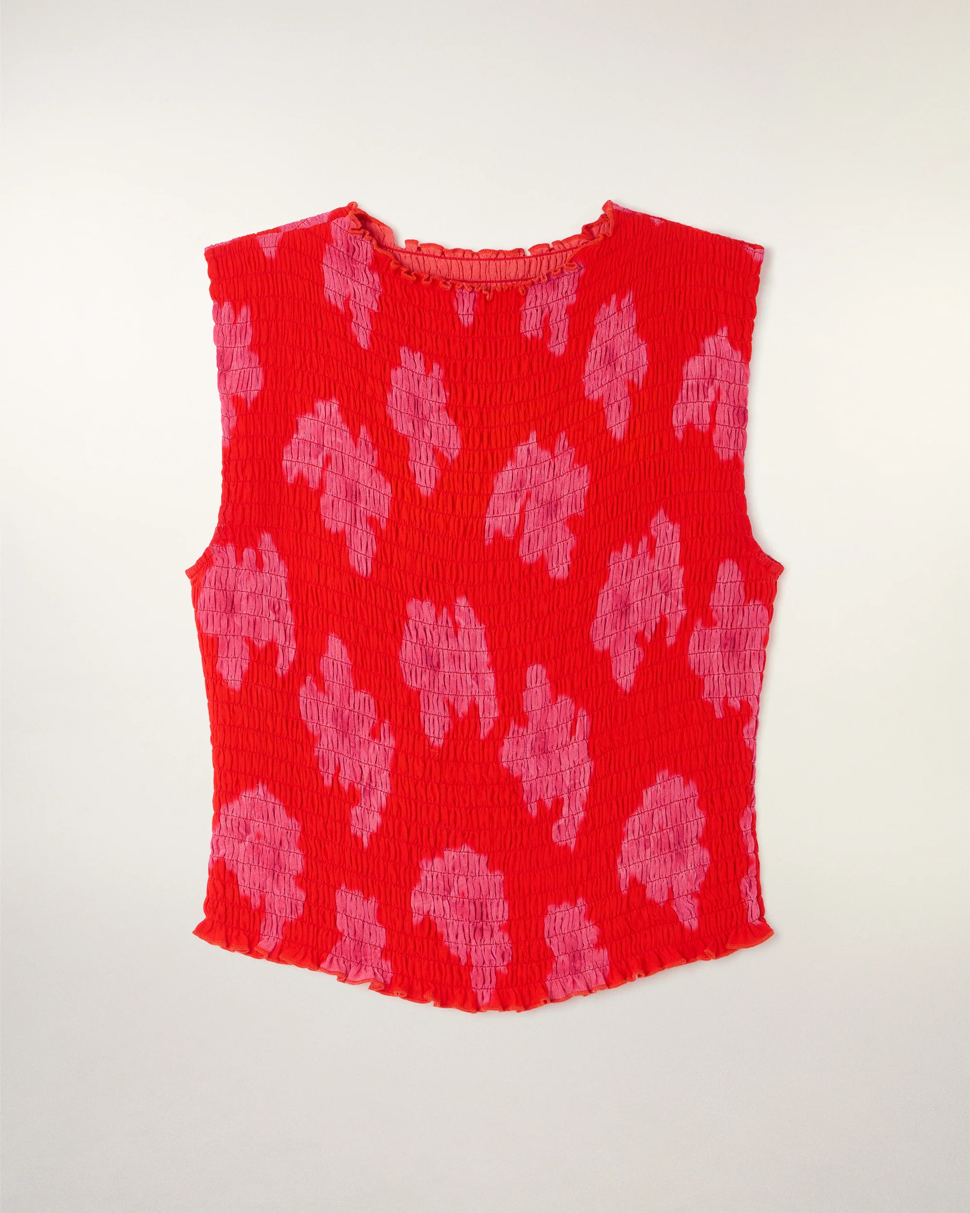 "All Over" Smocked Sleeveless Top (S26 / FEMME / Ruby Hibiscus) - Image 6